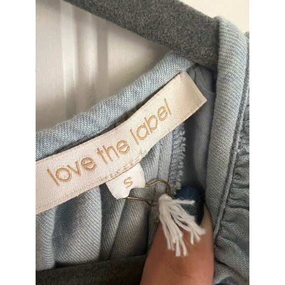 Anthropologie Love the Label Puff-Sleeved Mini Dress Chambray Tie Back SZ S NWT - Picture 4 of 6